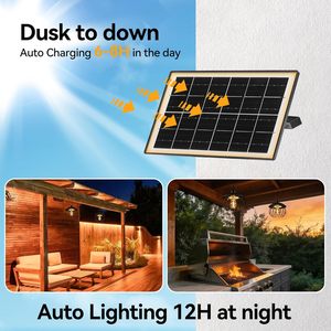 Lampe Solaire Suspendue IP65 Étanche Blanc Chaud avec Panneau Séparé et Télécommande pour Extérieur, Plafond, Jardin, Patio, Gazebo, Grange, Garage - Product Image 3