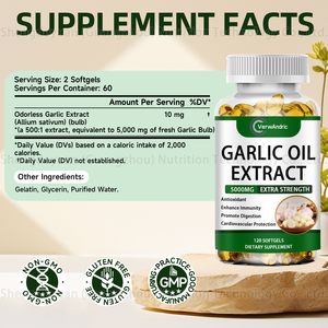 ओम 5000 मिलीग्राम कार्बनिक लहसुन तेल नरम खाद्य ग्रेड 120 वयस्क प्रतिरक्षा हृदय स्वास्थ्य पूरक कोलेस्ट्रॉल समर्थन - Product Image 2