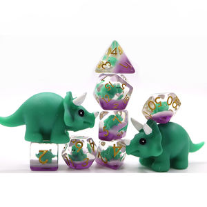 कस्टम दौर पासा सेट आरपीजी dnd बहुतलीय आरपीजी राल शामिल किए जाने बच्चे Triceratops पासा - Product Image 4