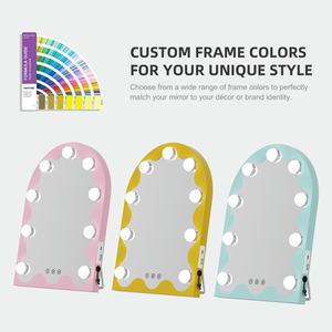 Tùy chỉnh màu Hồng cảm biến cảm ứng kép USB Loại C thắp sáng bàn LED 31x40 cm vòm Thiết kế trang điểm Vanity gương với đèn - Product Image 5