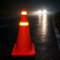 Cône de signalisation pliable de 40 cm, cône de sécurité routière réfléchissant pliable