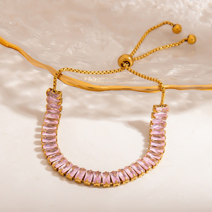 Fashionable <b>Crystal</b> <b>Bracelet</b> Geometric Design Channel Setting Party Jewelry For Women - Product Image 2