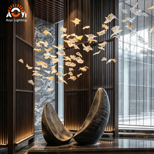 Lampadario di Lusso Moderno a Forma di Pesce in Vetro, Lampada a Sospensione Creativa a Forma di Stadio di Pesci per Decorazione di Hall di Hotel e Uffici Vendite - Product Image 5