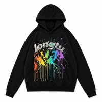 Sweat à capuche unisexe épais délavé à l'acide, style Hip Hop, personnalisé avec logo, impression 3D en relief motif toile d'araignée 1.1