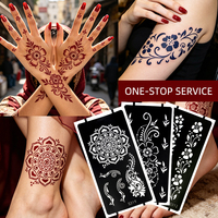 Stiker Tato PVC Bunga Renda Custom, Dapat Digunakan Kembali, Motif Berongga, Stencil Henna untuk Remaja, Pesta Ulang Tahun, Seni Tangan & Kaki