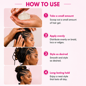 Gel capillaire hydratant bio à base d'eau avec tenue extra forte, anti-frisottis, parfum fraise, pour tresses, locks et twists – Étiquette personnalisée - Product Image 5