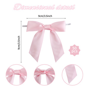 Stock 2.5 Inch 50 Pcs <strong>Gift</strong> Wrapping Basket Bridal Wedding Cake Packing Premade Craft Bow <strong>Satin</strong> Ribbon Twist Tie Bows Treat <strong>Bag</strong> - Product Image 2