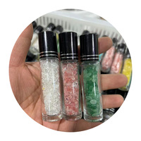 Bouteilles d'huiles essentielles personnalisées en cristal naturel, pierres de gravier colorées, écologiques, polies, sculptées, pour parfum et diffusion.