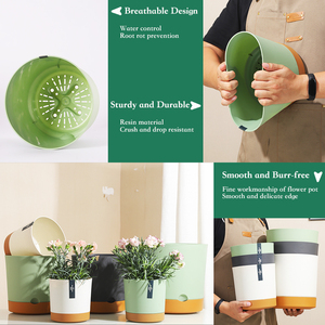 Pots de Fleurs Auto-Arrosants en Plastique Parfaits pour Plantes d'Intérieur et d'Extérieur, Jardinières et Pots de Fleurs d'Intérieur en Plastique sur Bureau - Product Image 3
