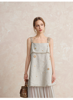 Robe d'été pour femme en lin à col mandarin vintage personnalisable, avec perles en bois, style A-line