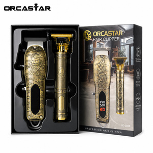 ORCASTAR Tondeuse à <span class=keywords><strong>Cheveux</strong></span> Vintage et Kit de Tondeuse à Lame en T avec Écran LED, Longueurs Réglables, Lames en Acier Inoxydable, Type-C - Product Image 2