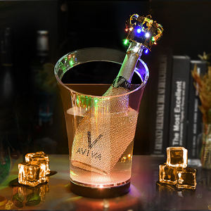 Seau à glace LED RGB multicolore à piles pour fêtes, bars et discothèques, refroidisseur de champagne et de bière en plastique - Product Image 1