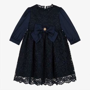 2025 haute qualité dentelle <span class=keywords><strong>noire</strong></span> enfants fille robe avec arc au printemps automne pour la fête personnalisée nouveauté enfants vêtements usine - Product Image 1