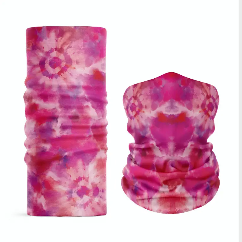 Wholesale Custom Logo Stretchy Outdoor Tie Dye MultiFunctional Headwear Seamless Tube Neck Gaiter Magic Bandana Face Scarf