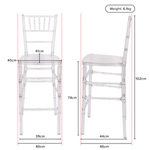 Chaise haute empilable moderne en plastique pour événements hôteliers, <span class=keywords><strong>tabouret</strong></span> <span class=keywords><strong>de</strong></span> <span class=keywords><strong>bar</strong></span> Chiavari en résine transparente en cristal acrylique pour mariage - Product Image 3