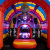 Dôme Disco Gonflable Château de Rebond Thème Enfants Balle Disco Rayures Arc-en-ciel Matériau PVC Écologique Commercial