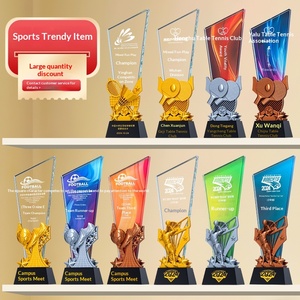 Trophée en cristal personnalisé pour compétition sportive : Badminton, Athlétisme, Basketball, Football, Tir à la corde – Récompense du champion - Product Image 3