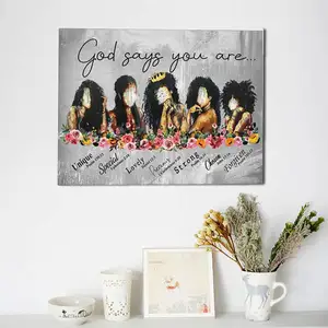 Inspirational Quote Wall Art Black Girl Canvas Wall Art Dector Giclee Printed Pictures Wall Decor - God Says You Are-Faceless