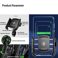Support de téléphone pour guidon de moto et vélo Kewig OEM, étanche, rotatif à 360 degrés, avec chargeur sans fil