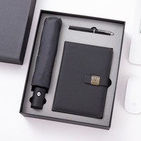 Juego de Regalo Empresarial de Lujo 4 en 1 con Logotipo Personalizado, Paraguas, Cuaderno, Bolígrafo, Memoria USB, Caja Promocional Ejecutiva Corporativa para Conferencias