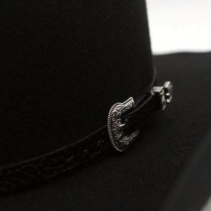 Sombrero de fieltro de 9.5 cm con borde, estilo punk americano, para hombre y mujer, tipo vaquero Texas Ranger, sombrero formal de jazz. - Product Image 4
