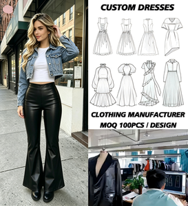 Pantalones de Cintura Alta en PU Negro para Mujer, Corte Acampanado, Largos, Casuales, para Otoño - Product Image 1