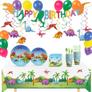 Fournitures de fête d'<span class=keywords><strong>anniversaire</strong></span> de <span class=keywords><strong>dinosaure</strong></span> comprenant bannière, assiettes, tasses, serviettes, <span class=keywords><strong>nappe</strong></span> ensemble de fournitures de vaisselle de fête de <span class=keywords><strong>dinosaure</strong></span> - Product Image 1