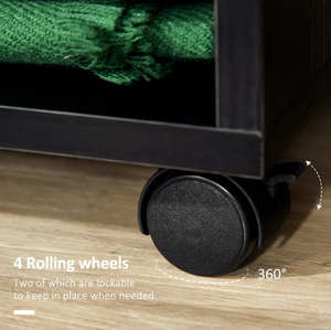 Armoire ouverte noire <span class=keywords><strong>sur</strong></span> <span class=keywords><strong>roulettes</strong></span> avec <span class=keywords><strong>tringle</strong></span> à vêtements et 2 étagères, armoire facile à assembler pour vêtements de chambre - Product Image 4