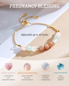 Braccialetto Regalo per la <span class=keywords><strong>Gravidanza</strong></span>, Regolabile in Acciaio Inossidabile con Pietra Naturale, Gioiello Ricordo per la Futura Mamma - Product Image 4