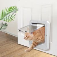 Puerta Inteligente para Mascotas con Microchip RFID, Activación Automática, Control Remoto Magnético, Puerta Corredera Segura para Perros y Gatos