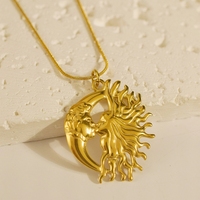 Collier de couple MECYLIFE Kiss Jewelry, pendentif soleil et lune, acier inoxydable, cadeau d'amour pour couple, cadeaux de la Saint-Valentin