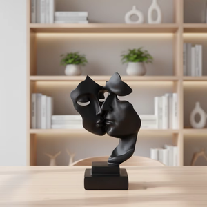 Prix d'usine, décoration moderne pour la maison, <span class=keywords><strong>sculpture</strong></span> en résine, visages d'amoureux, le silence est d'or, figurine de <span class=keywords><strong>couple</strong></span>, statue, ornement, artisanat en résine - Product Image 4