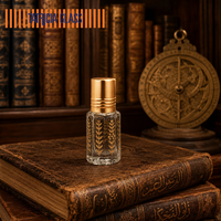 Flacon de parfum de luxe vintage en verre sculpté pour huile d'oud, motif feuille d'or, pot d'attar arabe