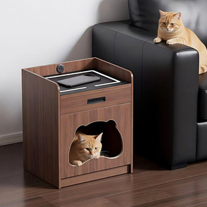 Cama para Gatos Compartida <span class=keywords><strong>con</strong></span> Mascotas, Mesita de Noche <span class=keywords><strong>con</strong></span> Cajón y <span class=keywords><strong>Nido</strong></span> Oculto para Gatos, Mueble 3 en 1 para Mascotas para Apartamentos Pequeños, Nuevo - Product Image 2
