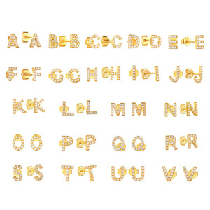 ต่างหูเม็ดกลมแบบมีตัวอักษรเงินสเตอร์ลิงประ<span class=keywords><strong>ด</strong></span>ับ<span class=keywords><strong>ด</strong></span>้ว<span class=keywords><strong>ย</strong></span>ทองคำ18K 925สำหรับผู้หญิงขายส่งราคาถูกมีในสต็อก - Product Image 1