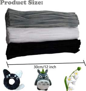 Set di 300 Pezzi di Scovolini in Ciniglia Spessa e Morbida, 3 Colori Assortiti (Nero, Bianco, Grigio) - Materiali per Artigianato e Fai da Te, Forniture Natalizie - Product Image 4
