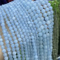 Perles rondes en aquamarine bleu ciel, pierres naturelles polies, accessoires de perlage DIY, nouveautés, vente directe d'usine