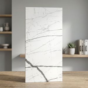 Marine White Metallic Glazed Polished Porcelain Tiles Marble Look 600x1200mm High Gloss Floor <b>Wall</b> Tile - Product Image 3