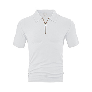 Polo décontracté d'été pour homme de style européen et américain, bleu clair, en polyester, avec fermeture éclair, coupe ample - Product Image 5