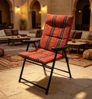 Chaises pliantes de luxe portables en fer pour le camping, le jardin, la plage, la pêche et les loisirs en extérieur, style arabe du Moyen-Orient