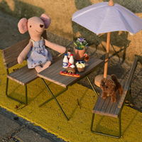 Ensemble de pique-nique miniature en résine de souris de conception nordique, jouet en peluche, tente, table, sac à main, sûr pour les enfants de 4 ans et plus, adultes pour les jeux parent-enfant