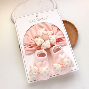 Ensemble Bonnet et Chaussettes Bébé Nouveau-né à Pois Printemps Automne, Chaussettes Mignonnes à Fleurons pour Bébé de <span class=keywords><strong>6</strong></span>-12 <span class=keywords><strong>Mois</strong></span> - Product Image 4
