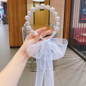 Aksesoris Rambut Pita Mutiara Imitasi Lucu Manis untuk Anak, Ikat Rambut Tulle Buatan Tangan Model Putri untuk Kuncir Kuda dan Kepang - Product Image 3