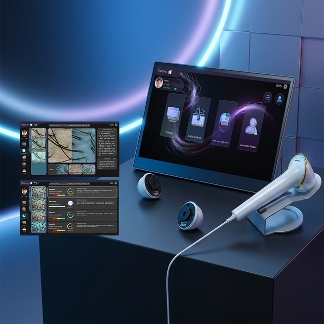 Factory Price Hair Analysis Scalp Care Machine AI-Powered Tri-Spectrum Scalp Hair Loss Detector Non-Invasive Analysis