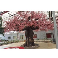 Wholesale 500cm height indoor decoration artificial pink peach blossom tree plant for restaurant decoration