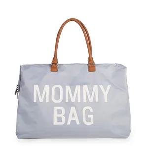 Sac à langer en Nylon imperméable avec Logo personnalisé, pliable, grande capacité, sac à épaule pour femmes, sac fourre-tout léger pour bébé