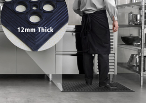 <b>Rubber</b> Kitchen <b>Floor</b> Mat Rectangle Textured Anti Slip Indoor Work Area Protection Black - Product Image 3