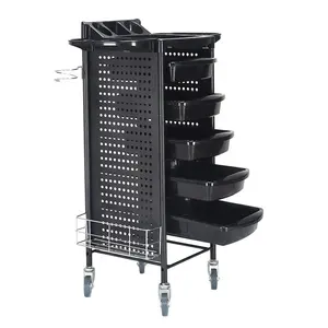 Yoocell five PP trays and metal material side Salon Trolley with PVC wheels