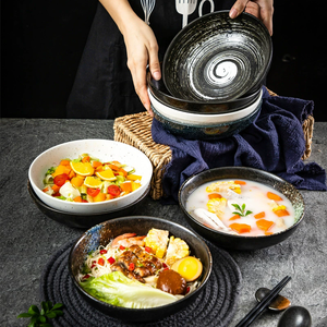 Cuenco de fideos de cerámica japonés personalizado, vajilla creativa para restaurante, uso doméstico, servir fideos de sopa poco profundos <span class=keywords><strong>Lamian</strong></span> - Product Image 5