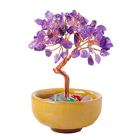 Arbre en cristal naturel Citrine Agate, base de tasse à thé, pierre roulée, décoration de fortune et de prospérité pour la maison et le bureau